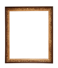 Rectangle wooden frame. Gold museum frame 