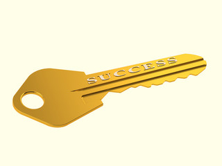The 3D illustration a golden key for success, opens access to success.
