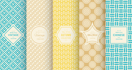 Retro different vector seamless patterns - 133292909
