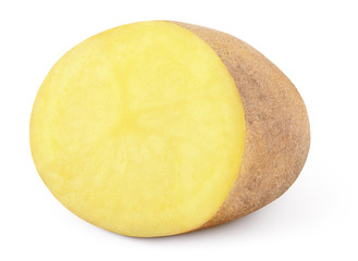 Half of potato isolated on white background with clipping path