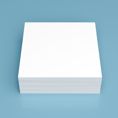Stack of stick note (white paper) on blue background