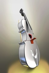 3D illustration of a Violin, musical instrument style for Valentine's day cards with a heart.
