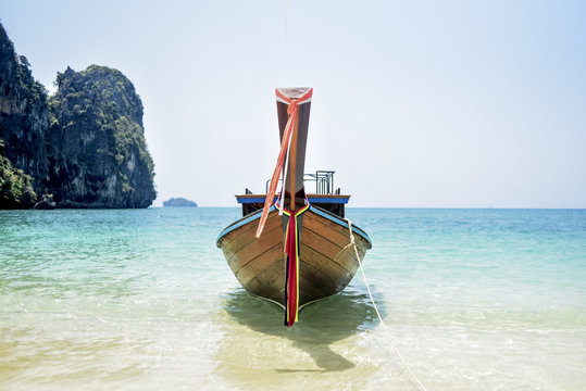 Boat on the Railey beach in Thailand