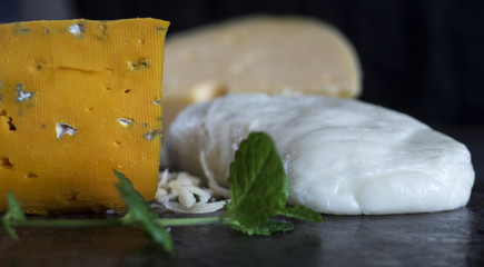 Fresh pieces of cheese