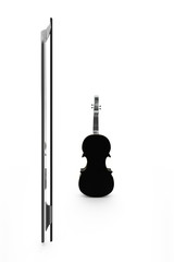 3D illustration of a Violin, musical instrument style for Valentine's day cards with a heart.
