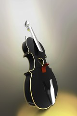3D illustration of a Violin, musical instrument style for Valentine's day cards with a heart.