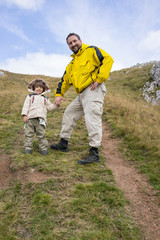 Son with father on mountain