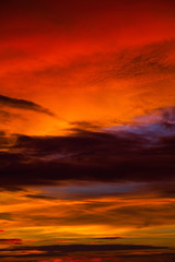 Fototapeta na wymiar Fiery Sunset or Sunrise in Costa Rica