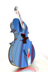 3D illustration of a Violin, musical instrument style for Valentine's day cards with a heart.