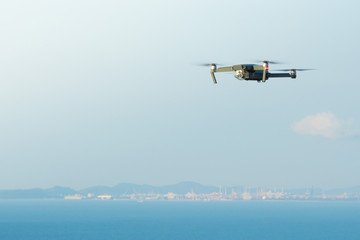 Fototapeta na wymiar drone flying over sea