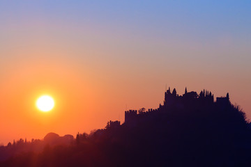 Fototapeta premium Castle silhouette at sundown