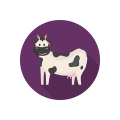 Cow color flat icon for web and mobile design