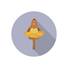 Chicken in the nest color flat icon for web and mobile design