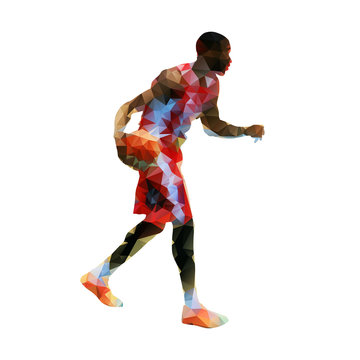 Abstract polygonal basketball player silhouette