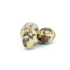 Quail eggs are isolated on a white background..