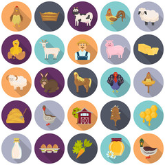 Set of cute agriculture icons/ Flat design for web and mobile