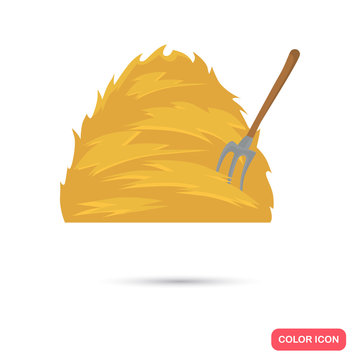 Haystack and forks color flat icon for web and mobile design