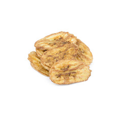 Dried banana slices isolated on white background