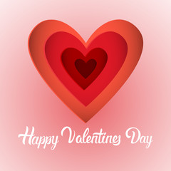 Valentine Day Gift Card Holiday Love Heart Shape Banner With Copy Space Flat Vector Illustration