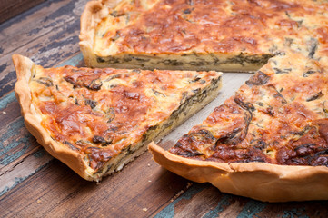 Savoury tart or pie made with chard and compte cheese.