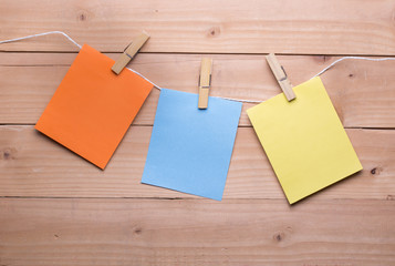 note cards hanging from clothesline