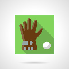Brown golf glove flat square vector icon