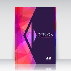 Abstract composition. Patch pink polygonal texture. Triangle part trademark construction. Lines plexus section. Black brochure title sheet. Creative arrow figure icon surface. Banner form. Flyer font.