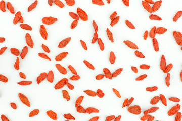 heap of goji berries isolated on white background