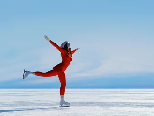 Afwasbaar fotobehang Figure skating. © Kovalenko I