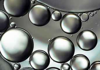 Water bubbles background, black and white abstract circles