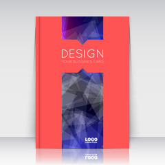 Abstract composition. Blue polygonal triangle construction texture. Line plexus section. Light rays. Red brochure title sheet. Creative figure logo icon surface. Shiny gradient banner form. Flyer font