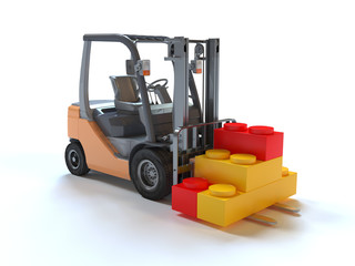 Muletto che trasporta mattoncini giocattolo