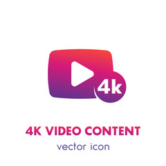 4K video content icon over white