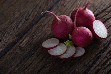 Fresh turnips on wooden background
