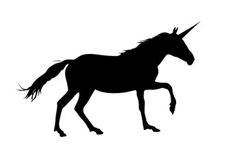 Fototapeta na wymiar Silhouette of unicorn. Black on white