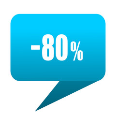 80 percent sale retail blue bubble icon