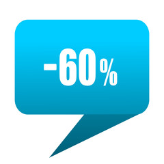 60 percent sale retail blue bubble icon