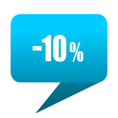 10 percent sale retail blue bubble icon