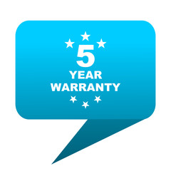 warranty guarantee 5 year blue bubble icon