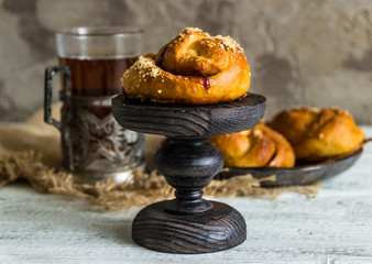 Home-baked scones with strawberry jam