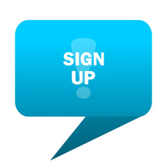 sign up blue bubble icon