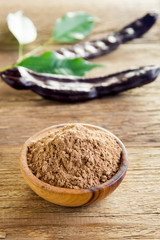 Carob pods and carob powder