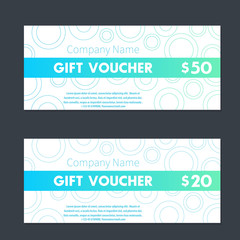 Gift voucher, certificate templates in aquamarine and white