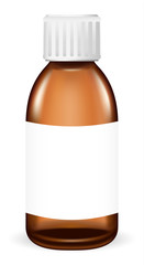 Brown glass medical container on white background