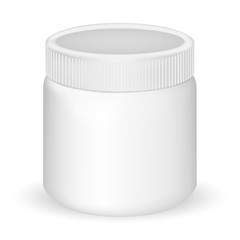 White medical container on white background