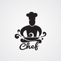 Vector of chef cooking with smoke