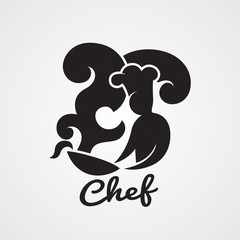 Vector of chef cooking with smoke