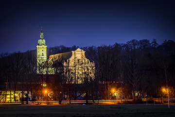Fototapeta na wymiar Illuminated monastery Furstenfeldbruck