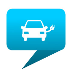Electric car blue bubble icon
