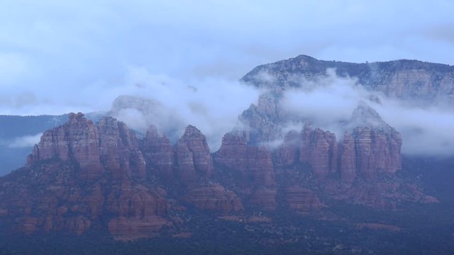 Gray Clouds and Fog Cover Butte near Sedona